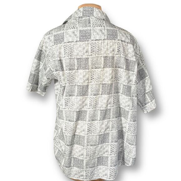 Equipment HQ Design Intl Black White Abstract Patchwork Shirt Short Sleeve - Picture 5 of 12
